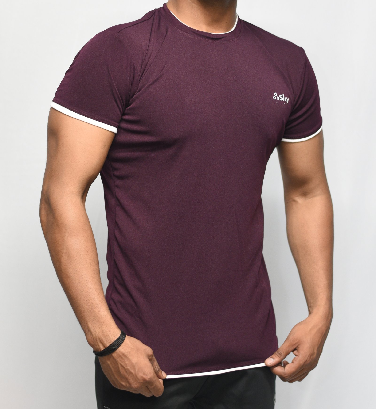 Slay Maroon Lycra Stretchable T-Shirt